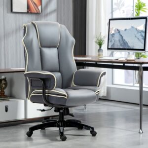 Chaise de bureau gamer ergonomique pivotante à 360° gris 76x124x80cm PVC - Polyvinlychlorid Grau Vinsetto Möbel Büromöbel Bürostühle