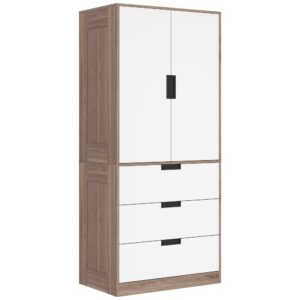 wohnli-moebel-suche-M25099463 Wohnli Möbelsuche - Armoire chambre dressing adulte 3 tiroirs tringle suspension marron