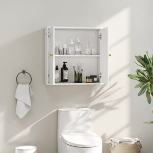 Armoire murale salle de bain placard à double porte MDF blanc 60x60x20cm Spanplatte Weiß Homcom Möbel Badezimmermöbel Badezimmerschränke