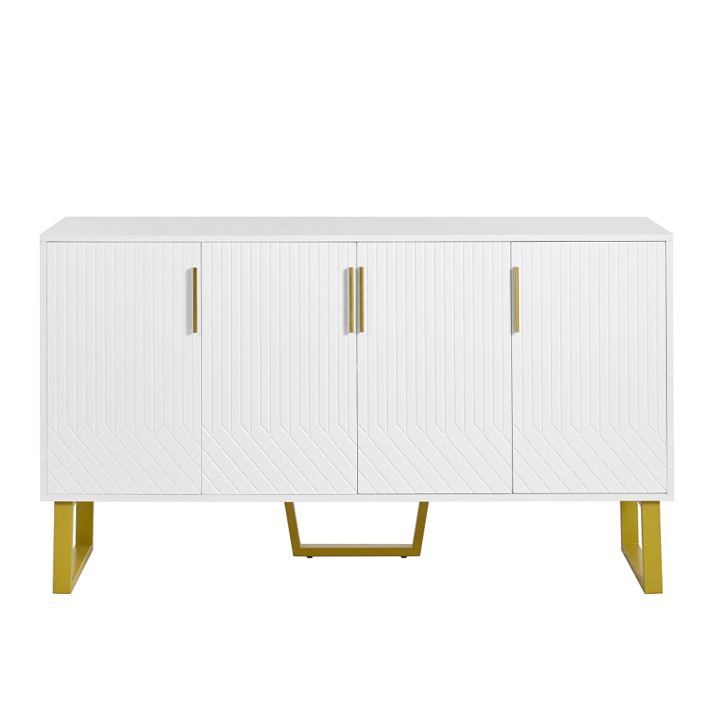 wohnli-moebel-suche-M25100085 Wohnli Möbelsuche - Lackiertes Sideboard mit geometrischen Mustern und weißen Beinen