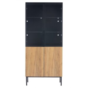 wohnli-moebel-suche-M25100086 Wohnli Möbelsuche - Hohe Vitrine in Holzoptik mit LED-Beleuchtung