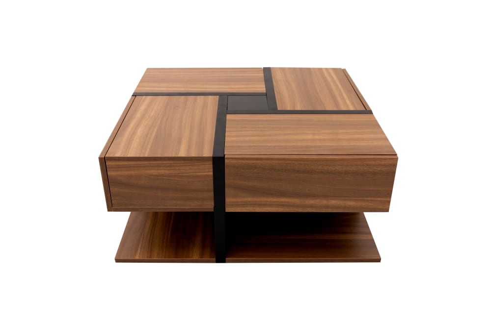 wohnli-moebel-suche-M25100089 Wohnli Möbelsuche - Quadratischer Couchtisch mit 4 Schubladen in Holzoptik