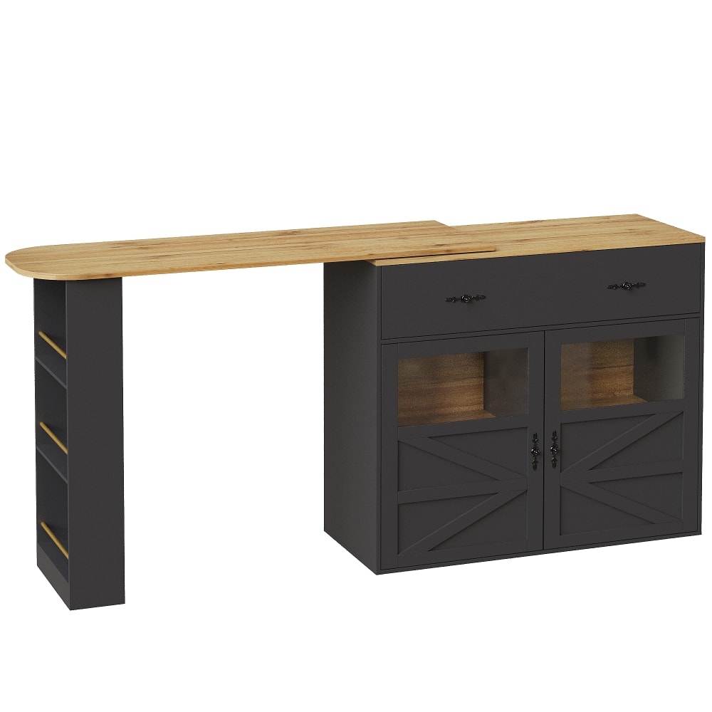 wohnli-moebel-suche-M25100099 Wohnli Möbelsuche - 360° ausziehbarer Stehtisch in Holz- und Glasoptik