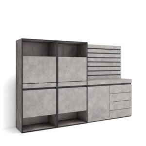 Wohnli Möbelsuche - Schuhschrank Holzeffekt 227x35x145cm Zement