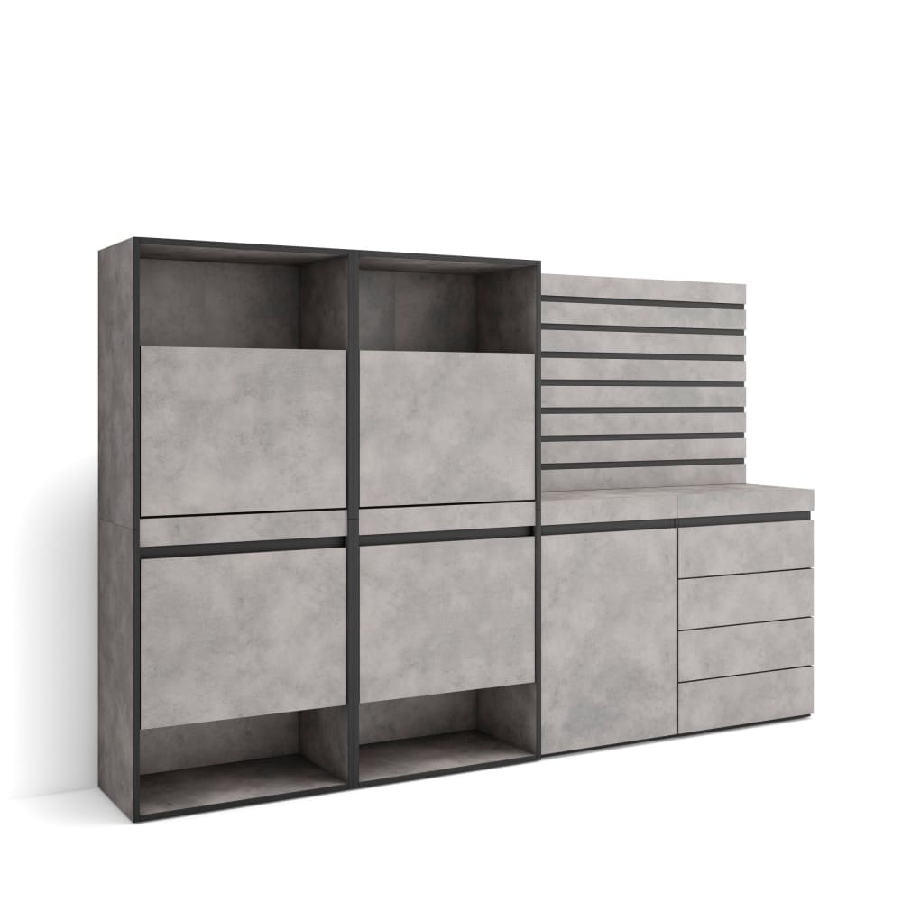wohnli-moebel-suche-M25100266 Wohnli Möbelsuche - Schuhschrank Holzeffekt 227x35x145cm Zement