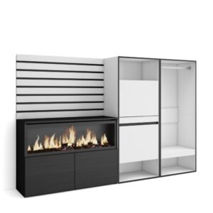 wohnli-moebel-suche-M25100279 Wohnli Möbelsuche - Sideboard Holzeffekt Kamin mit Feuereffekt XXL 227x35x145cm Weiß