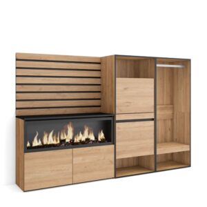 wohnli-moebel-suche-M25100280 Wohnli Möbelsuche - Sideboard Holzeffekt Kamin mit Feuereffekt XXL 227x35x145cm Eiche