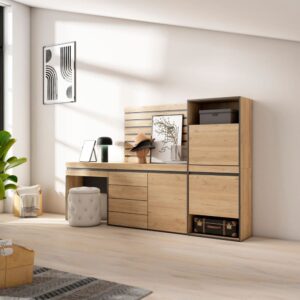 wohnli-moebel-suche-M25100285-1 Schuhschrank Holzeffekt 237x35x145cm Eiche 237x145x35cm Spanplatte Beige Skraut home Möbel Flurmöbel Schuhschränke