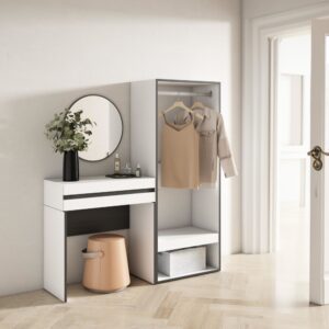 wohnli-moebel-suche-M25100286-1 Flurtisch Holzeffekt 130x35x145cm Weiß 130x145x35cm Spanplatte Weiß Skraut home Möbel Wohnzimmermöbel Konsolentische