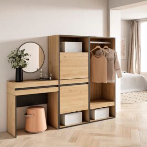 wohnli-moebel-suche-M25100287-1 Flurtisch Holzeffekt 190x35x145cm Eiche 190x145x35cm Spanplatte Beige Skraut home Möbel Wohnzimmermöbel Konsolentische