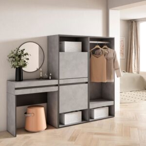 wohnli-moebel-suche-M25100288-1 Flurtisch Holzeffekt 190x35x145cm Zement 190x145x35cm Spanplatte Grau Skraut home Möbel Wohnzimmermöbel Konsolentische