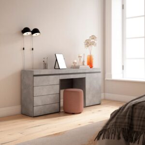 wohnli-moebel-suche-M25100293-1 Schminktisch Holzeffekt 177x35x75cm Zement 177x75x35cm Spanplatte Grau Skraut home Möbel Schlafzimmermöbel Schminktische