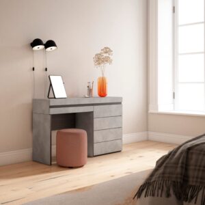 wohnli-moebel-suche-M25100296-1 Schminktisch Holzeffekt 127x35x75cm Zement 127x75x35cm Spanplatte Grau Skraut home Möbel Schlafzimmermöbel Schminktische