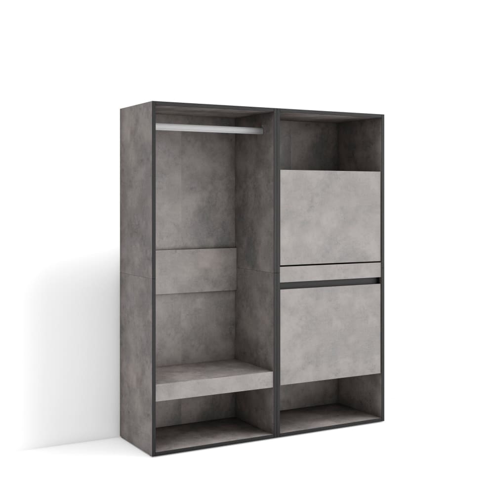 wohnli-moebel-suche-M25100315 Wohnli Möbelsuche - Offener Kleiderschrank Holzeffekt Zement 120x35x145cm