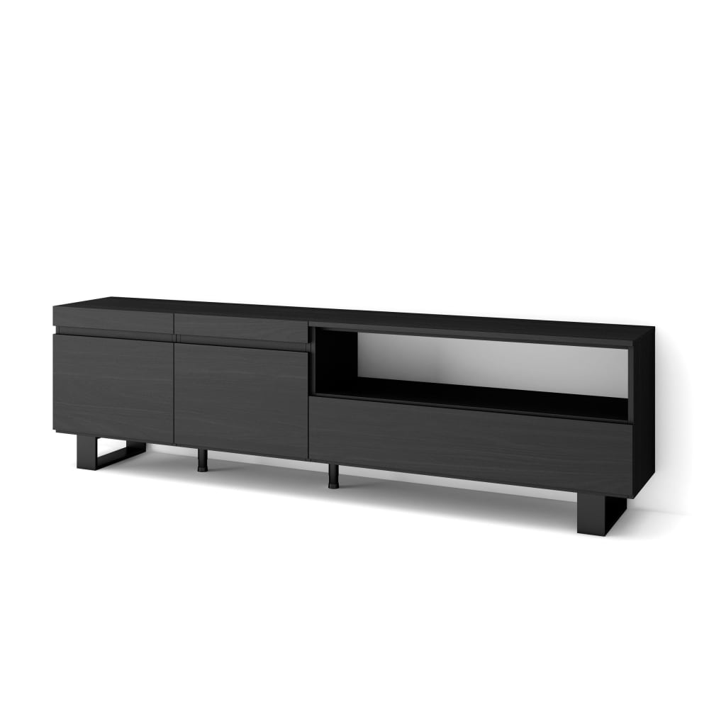 wohnli-moebel-suche-M25100336 Wohnli Möbelsuche - TV-Möbel Holzeffekt mit Beinen 200x35x57cm Schwarz