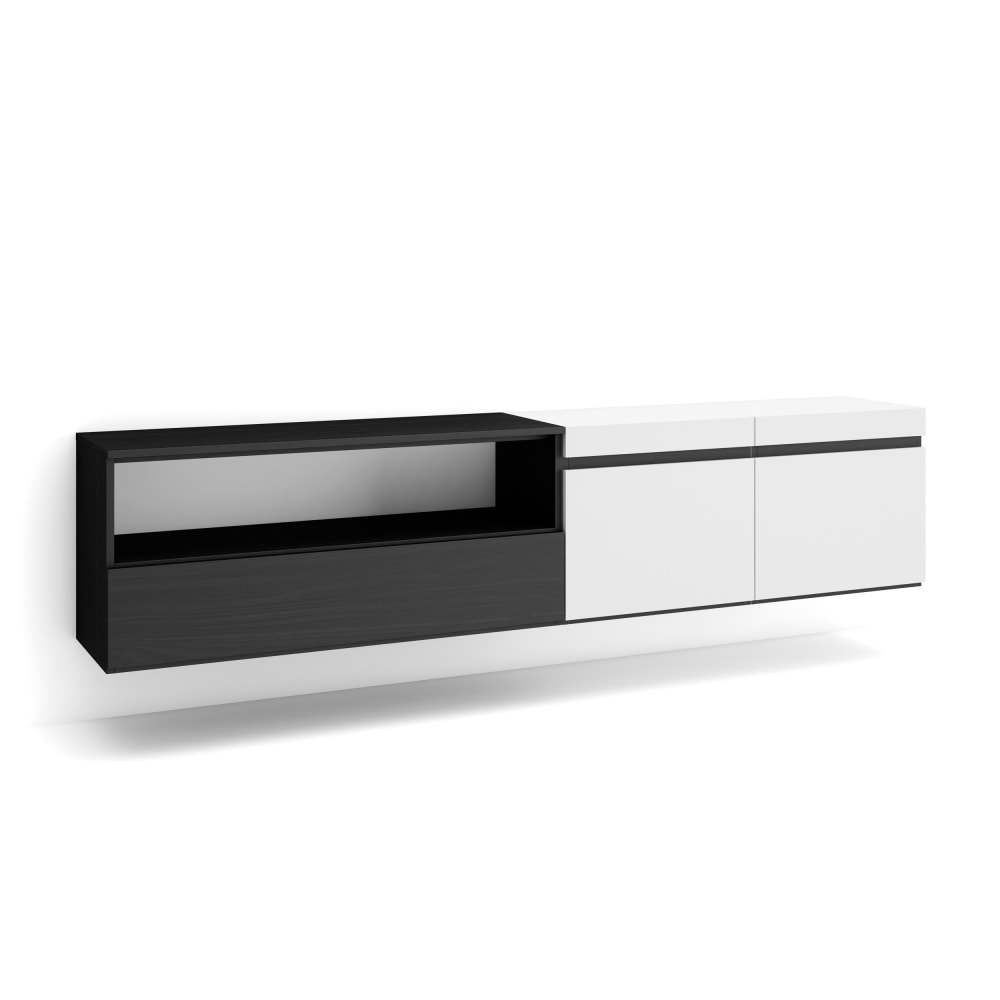 wohnli-moebel-suche-M25100337 Wohnli Möbelsuche - TV-Möbel Holzeffekt Hängend 200x35x45cm Weiß und Schwarz