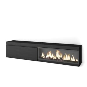Wohnli Möbelsuche - TV-Möbel Holzeffekt Kamin mit Feuereffekt XXL 208x35x45cm Schwarz