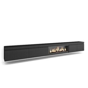 Wohnli Möbelsuche - TV-Möbel Holzeffekt Kamin mit Feuereffekt XXL 368x35x45cm Schwarz