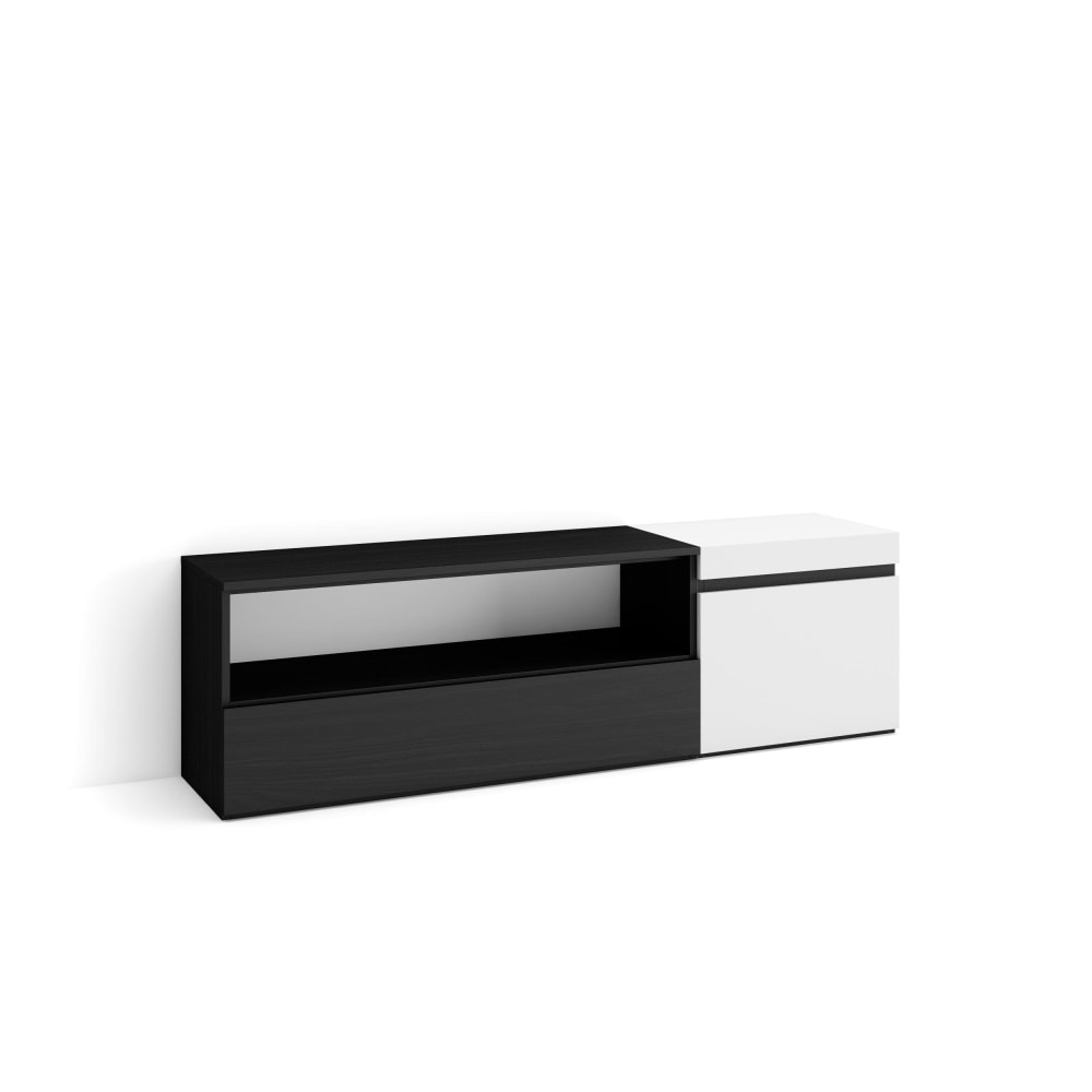 wohnli-moebel-suche-M25100362 Wohnli Möbelsuche - TV-Möbel Holzeffekt 150x35x45cm Weiß und Schwarz