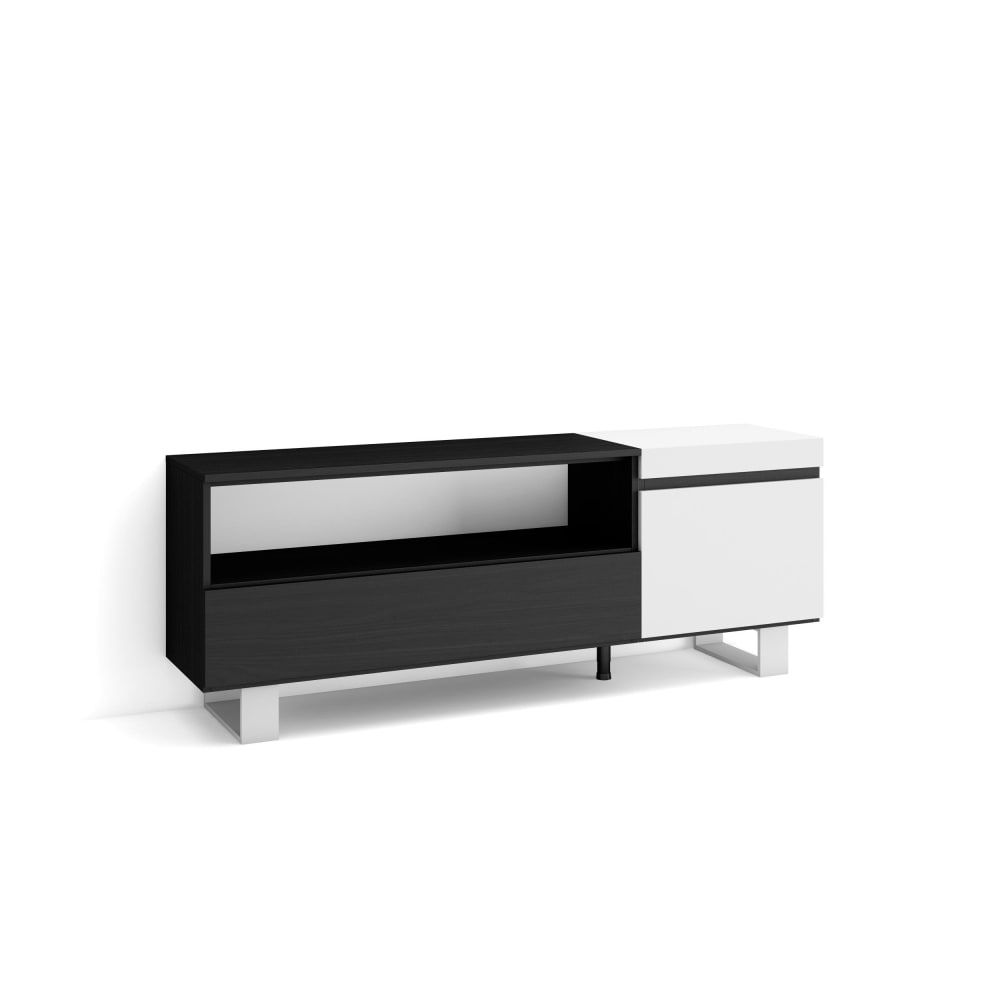 wohnli-moebel-suche-M25100367 Wohnli Möbelsuche - TV-Möbel Holzeffekt mit Beinen 150x35x57cm Weiß und Schwarz