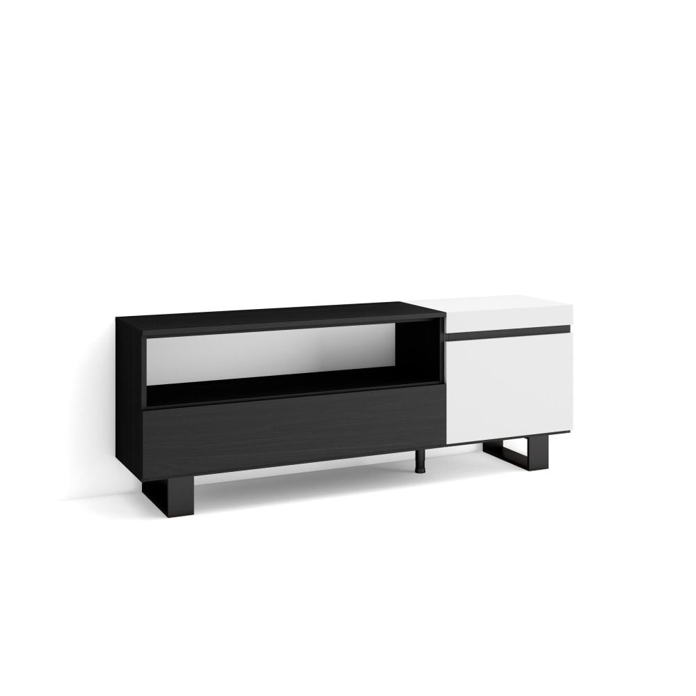 wohnli-moebel-suche-M25100373 Wohnli Möbelsuche - TV-Möbel Holzeffekt mit Beinen 150x35x57cm Weiß und Schwarz