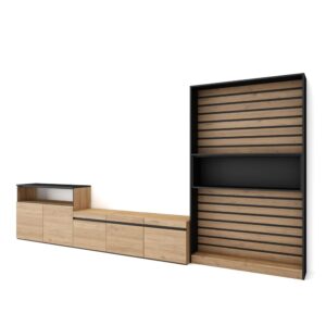 wohnli-moebel-suche-M25100374 Wohnli Möbelsuche - Wohnwand Holzeffekt 360x35x186cm Eiche und Schwarz