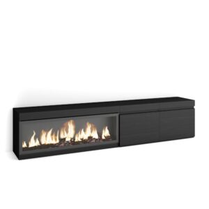 Wohnli Möbelsuche - TV-Möbel Holzeffekt Kamin mit Feuereffekt XXL 208x35x45cm Schwarz
