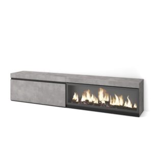 Wohnli Möbelsuche - TV-Möbel Holzeffekt Kamin mit Feuereffekt XXL 208x35x45cm Zement
