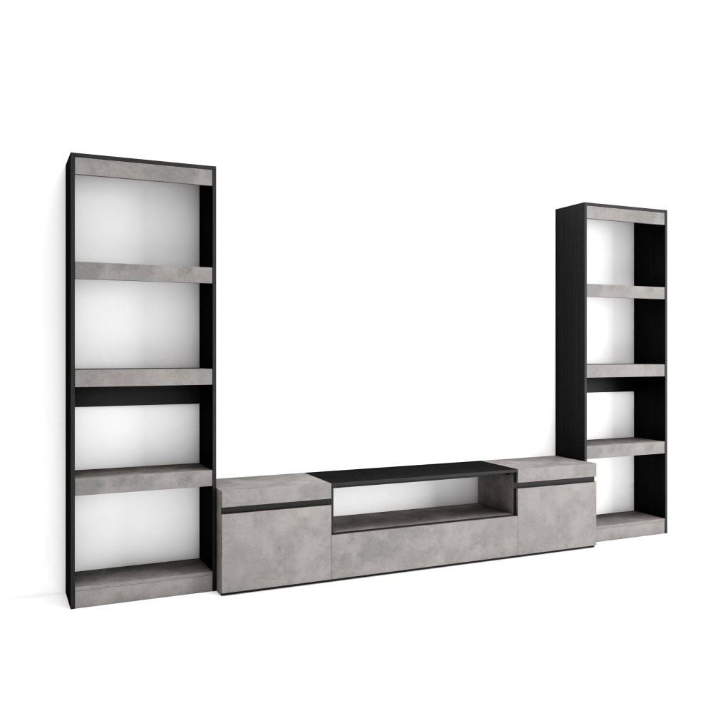 wohnli-moebel-suche-M25100379 Wohnli Möbelsuche - Wohnwand Holzeffekt 320x35x186cm Zement
