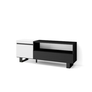 wohnli-moebel-suche-M25100401 Wohnli Möbelsuche - TV-Möbel Holzeffekt mit Beinen 150x35x57cm Weiß und Schwarz