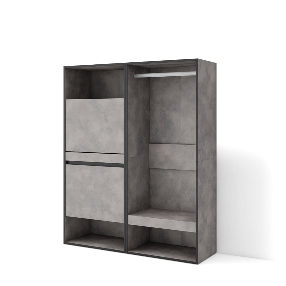 wohnli-moebel-suche-M25100407 Wohnli Möbelsuche - Schuhschrank Holzeffekt 120x35x145cm Zement