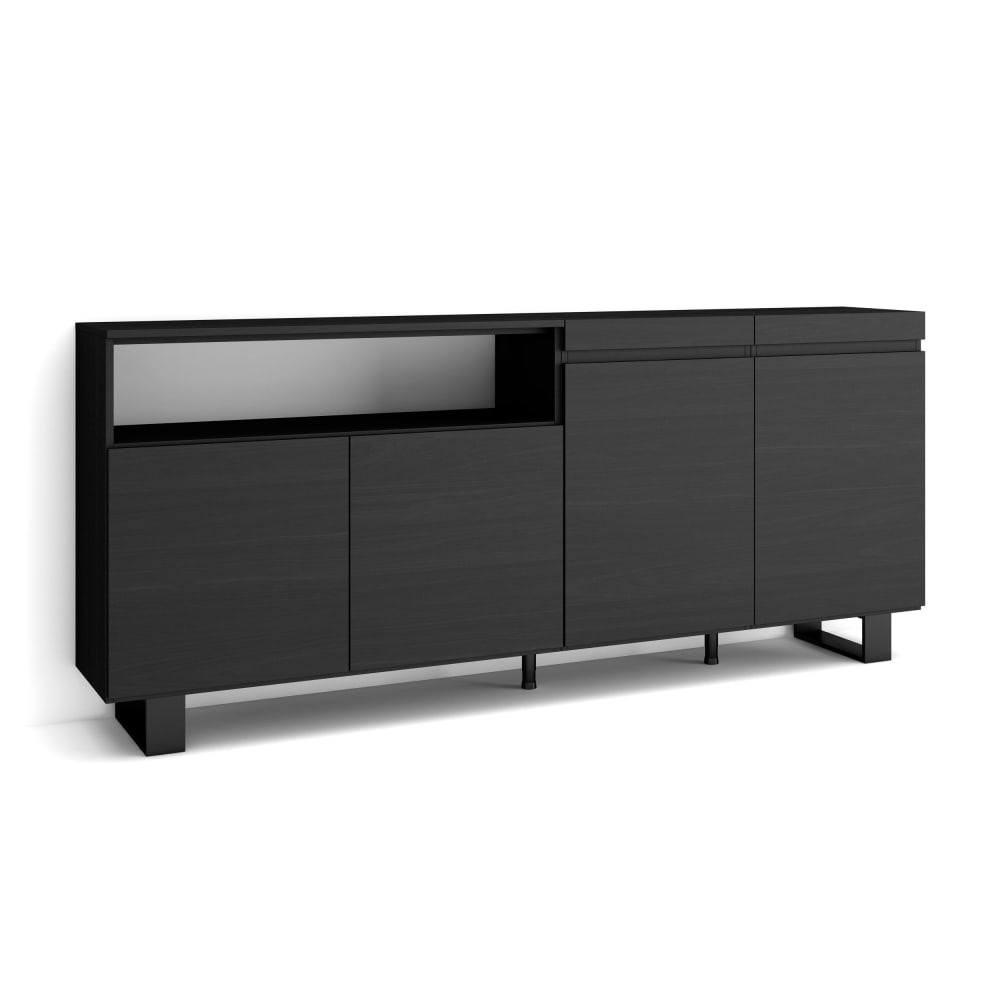 wohnli-moebel-suche-M25100422 Wohnli Möbelsuche - Sideboard Holzeffekt mit Beinen 200x35x87cm Schwarz