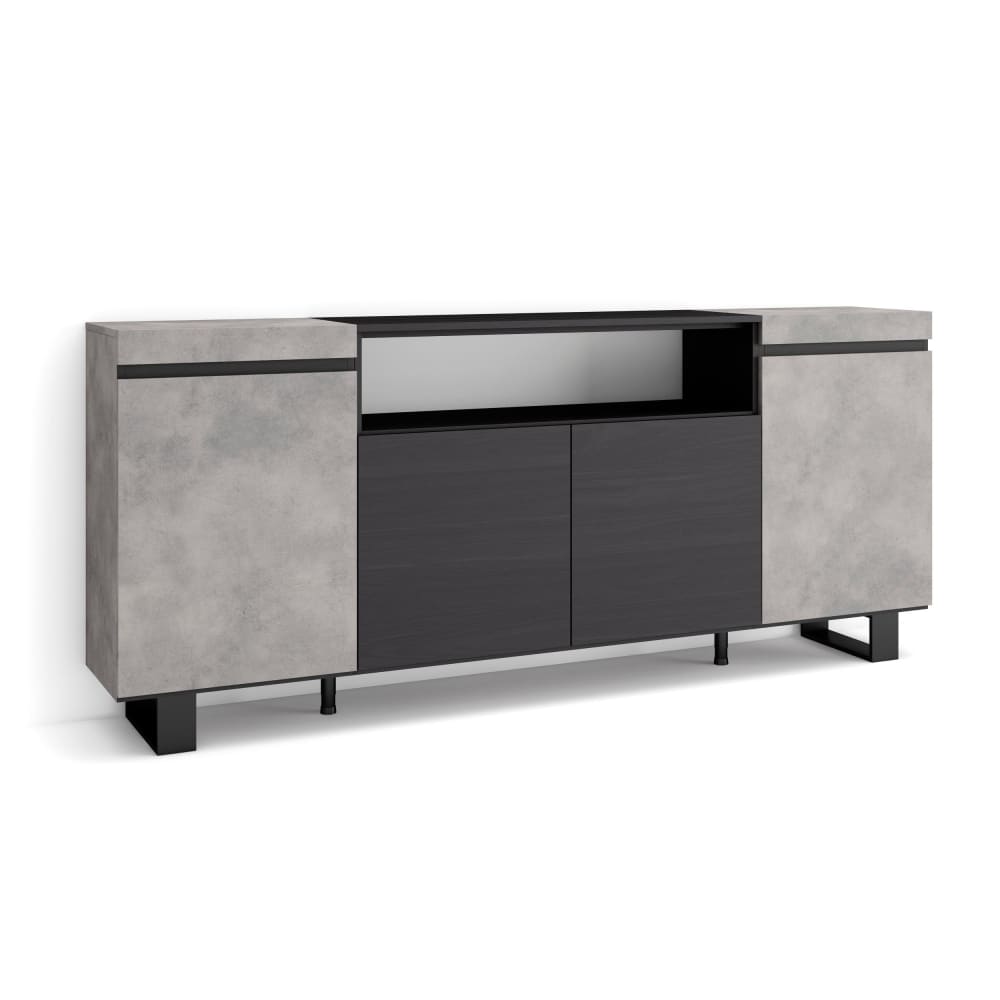 wohnli-moebel-suche-M25100428 Wohnli Möbelsuche - Sideboard Holzeffekt mit Beinen 200x35x87cm Zement