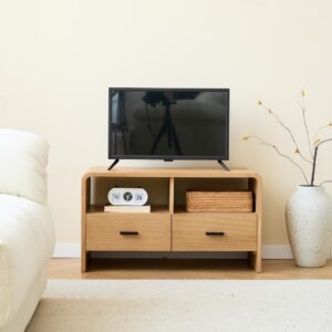 TV-Schrank aus Holz mit 2 Schubladen 40x45x80cm Holz Braun Nordlys Möbel Wohnzimmermöbel TV-Möbel