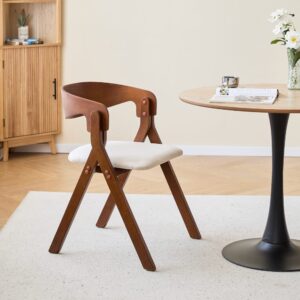 Esszimmerstühle (2er Set) aus Massivholz und Stoff Beige 58x76x55cm Holz Braun Nordlys Möbel Esszimmermöbel Stühle