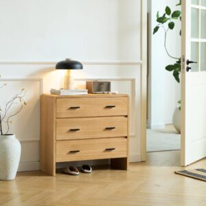 Kommode aus Holz mit 3 Schubladen 34x71x75cm Holz Braun Nordlys Möbel Schlafzimmermöbel Kommoden