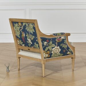 Massiver Holzsessel im Bergère-Stil mit geblümtem Baumwollsamtstoff 77x84x71cm Holz Beige Robin des Bois Sofas und Sessel Sessel, Poufs und Fußbänke Sessel