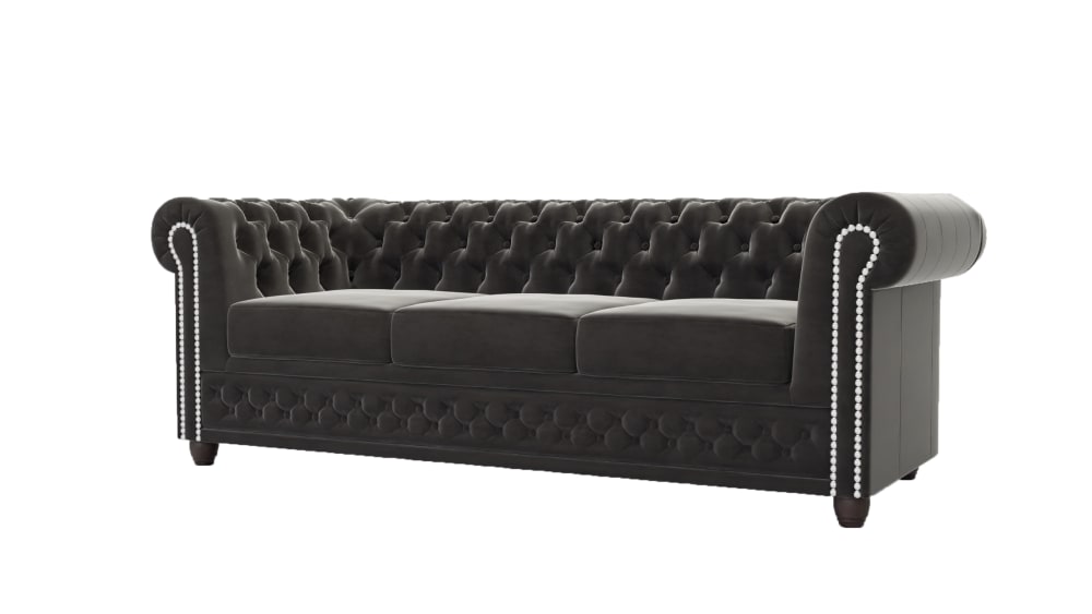 Wohnli Möbelsuche - 3-Sitzer Chesterfield Sofa mit Schlaffunktion aus Samt-Bezug