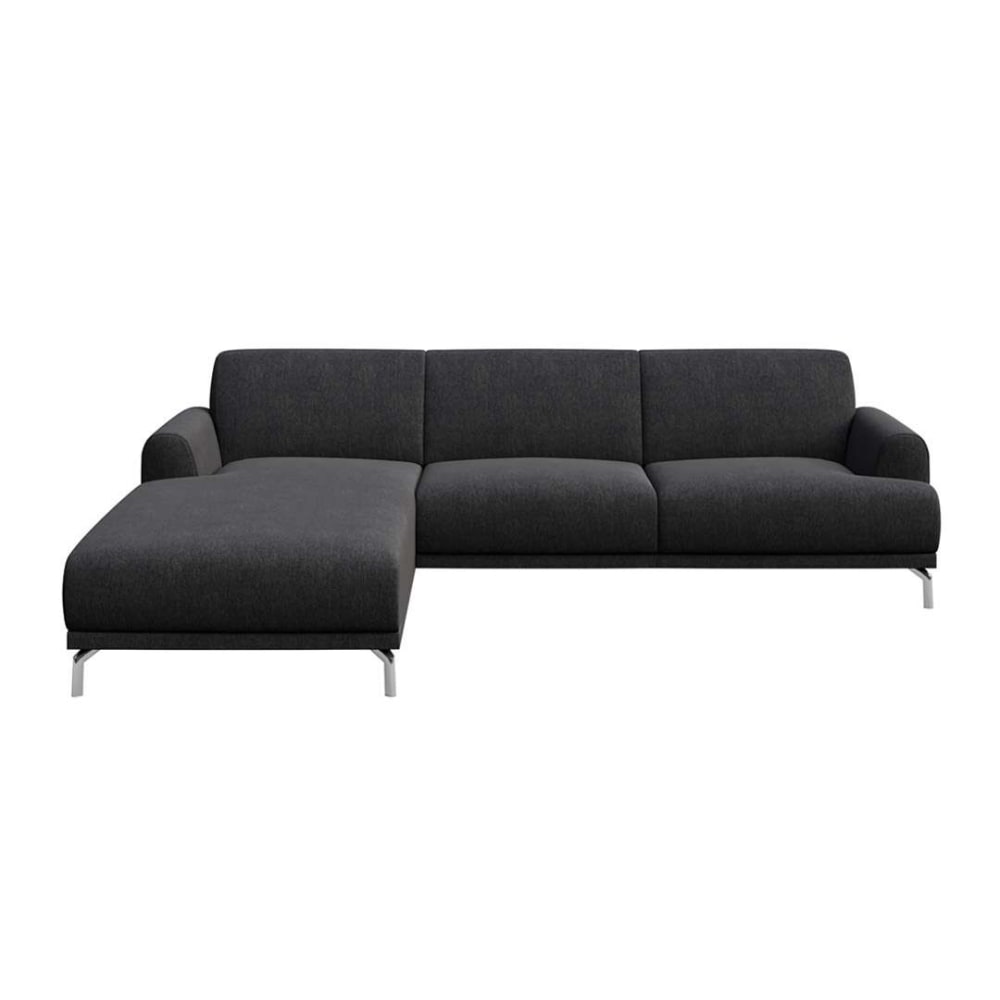 Wohnli Möbelsuche - Ecksofa links aus Polyester dunkelgrau