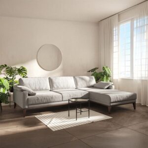 wohnli-moebel-suche-M25101838-1 Ecksofa rechts aus Polyester hellgrau 165x76x248cm Stoff Grau Mesonica Sofas und Sessel Sofas Ecksofas