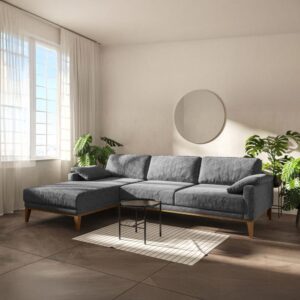 wohnli-moebel-suche-M25101839-1 Ecksofa links aus Polyester dunkelgrau 165x76x248cm Stoff Grau Mesonica Sofas und Sessel Sofas Ecksofas