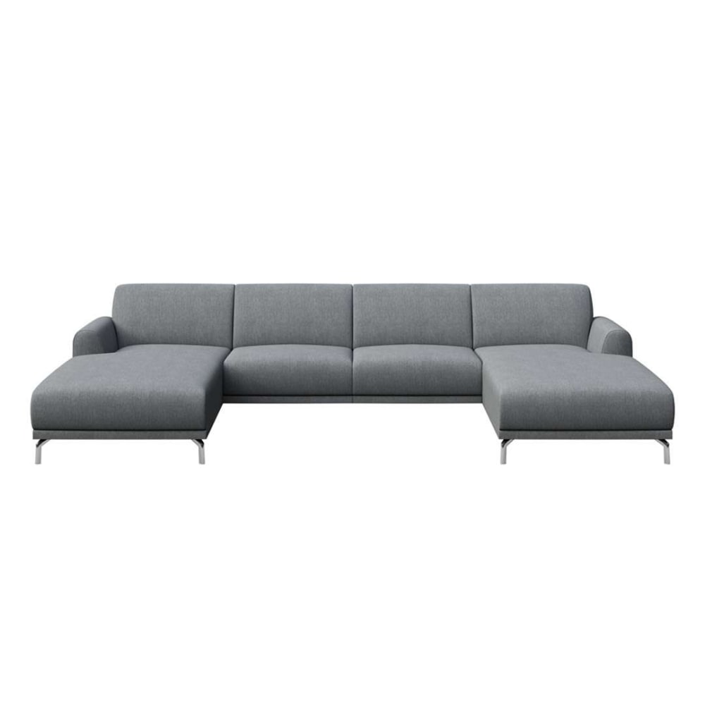 Wohnli Möbelsuche - Panorama-Sofa aus Polyester hellgrau