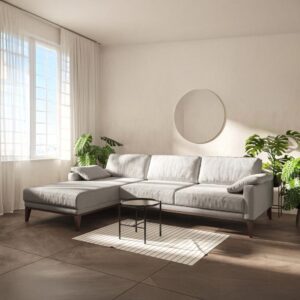 wohnli-moebel-suche-M25101857-1 Ecksofa links aus Polyester hellgrau 165x76x248cm Stoff Grau Mesonica Sofas und Sessel Sofas Ecksofas
