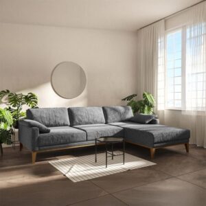 wohnli-moebel-suche-M25101887-1 Ecksofa rechts aus Polyester dunkelgrau 165x76x248cm Stoff Grau Mesonica Sofas und Sessel Sofas Ecksofas