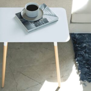 Rechteckiger Beistelltisch mit Metallbeinen L45 cm - Weiß 45x50x30cm Metall Weiß Yamazaki Möbel Wohnzimmermöbel Beistelltische