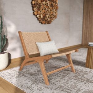 Sessel Kilka aus Teakholz und Loom-Seil 65x70x76cm Naturfasern Beige Maison Pavane Sofas und Sessel Sessel, Poufs und Fußbänke Sessel