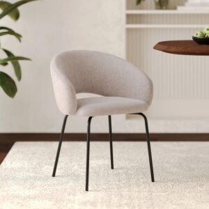 wohnli-moebel-suche-M25103090-1 Stuhl aus beigefarbenem Stoff mit schwarzen Beinen 59x76x59cm Stoff Beige Maison Pavane Möbel Esszimmermöbel Stühle