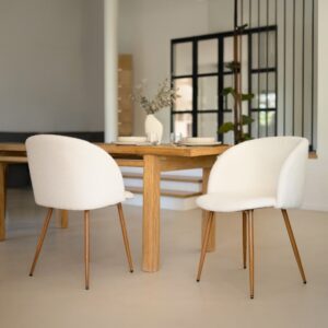 wohnli-moebel-suche-M25103095-1 Set aus 2 beigen Boucle-Stühlen 55x83x55cm Stoff Beige Maison Pavane Möbel Esszimmermöbel Stühle