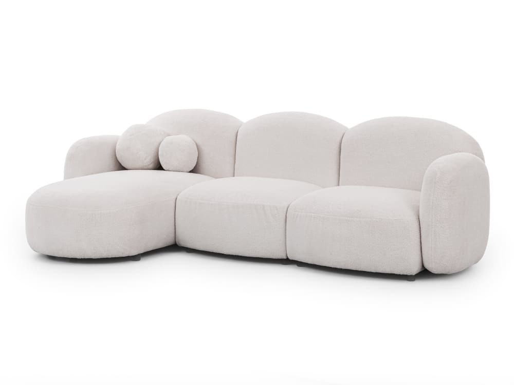 wohnli-moebel-suche-M25105849 Wohnli Möbelsuche - Moderne Ecksofa L-Form aus Bouclé-Stoff mit abgerundetem Design