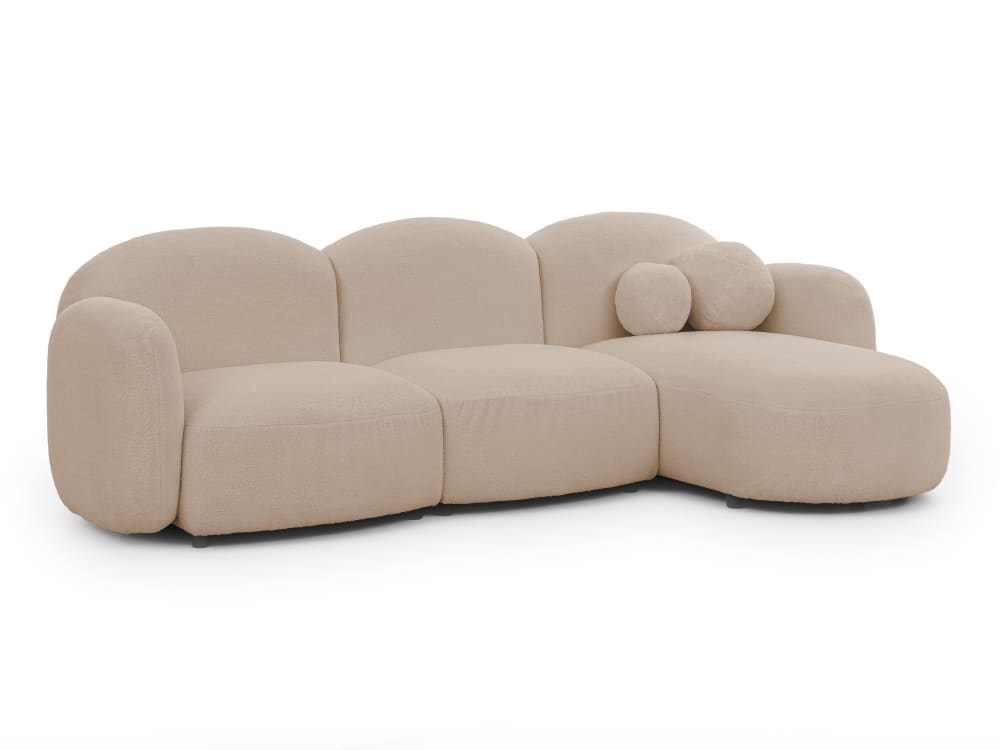 wohnli-moebel-suche-M25105858 Wohnli Möbelsuche - Moderne Ecksofa L-Form aus Bouclé-Stoff mit abgerundetem Design